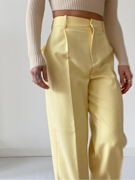 Zara Yellow smart wide leg trousers - Picture 2 of 7